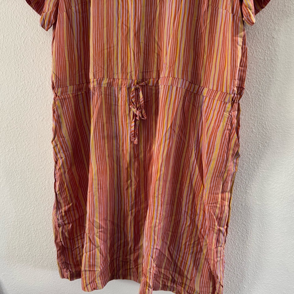 House Striped Dress Relaxed Drawstring Waist Size 44EU (12/14) Boho Natural NEW - Picture 13 of 14